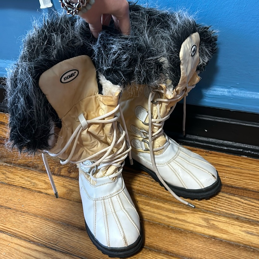 White Long Snow Boots